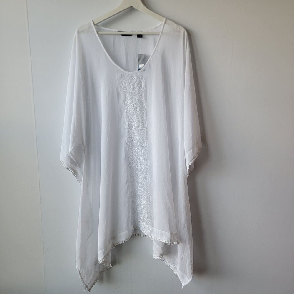 lands end womens swimsuits cover size xl‎ white embroidery